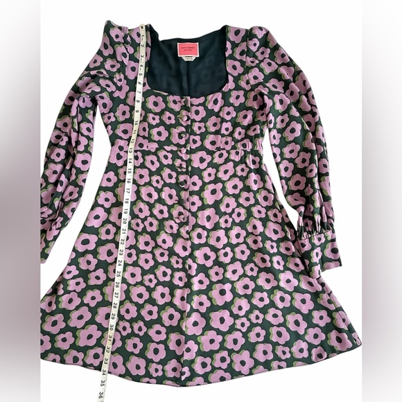 Kate Spade NY Flaire Flora Fluid Mini Dress Green Pink Floral Crepe Size 6 - Picture 14 of 15